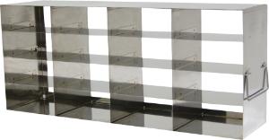 Storage of 3" fiberboard boxes in fixed side access racks for upright freezers