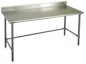 Stainless Steel Worktable with Backsplash and Tubular Base, 14-Gauge Type 304, Eagle MHC™