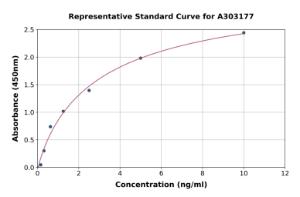 Representative standard curve for Human Argininosuccinate Lyase ELISA kit (A303177)