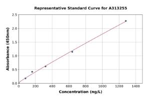 Representative standard curve for human Ephrin B2 ELISA kit (A313255)