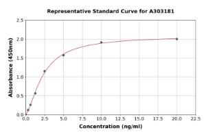 Representative standard curve for Human Sodium Potassium ATPase/ATP1A1 ELISA kit (A303181)