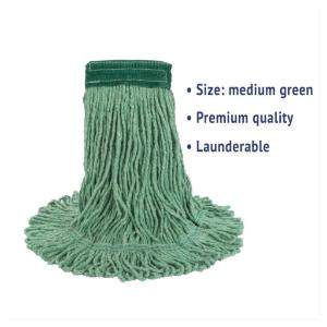 Super Loop Wet Mop Head, Cotton/Synthetic Fiber, 5" Headband, Medium Size, Green, 12/Carton