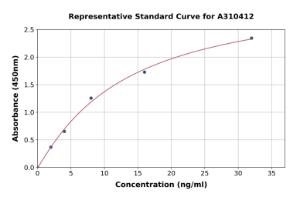 Representative standard curve for Human Rac1 ELISA kit (A310412)