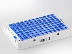 Cap mat for PCR plates, onplate