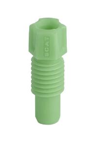 PFA fitting with integrated ferrule, 1,6 mm OD, quantity = 5 pieces, green