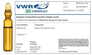 Regular unleaded gasoline petrochemical fuel standard