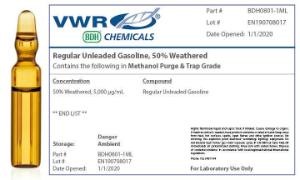 Regular unweathered gasoline weathered fuel standard