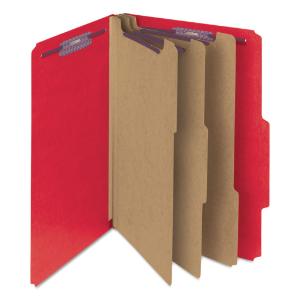 Smead® Colored Pressboard Eight-Section Top Tab Classification Folders with SafeSHIELD™ Coated Fastener
