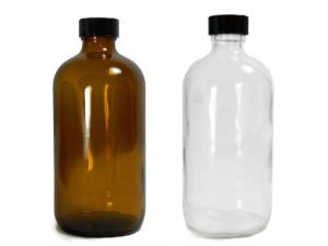 Boston Round Bottles, Narrow Mouth, Clear and Amber