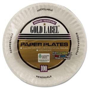 Gold Label Coated Paper Plates, AJM Packaging, Essendant