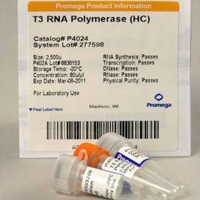 T3 RNA Polymerase (HC), 2500 U, Promega