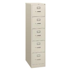 Hon 310 series five-drawer, full-suspension file, letter, 26-1/2d, light gray