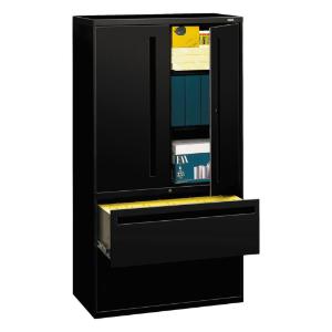 Hon 700 series lateral file w/storage cabinet, black
