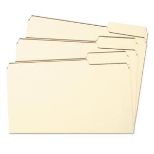 Smead file folder, reinforced top tab, letter, manila, 100/box
