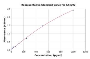 Representative standard curve for Hamster Interferon gamma ELISA kit (A74292)