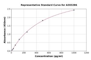 Representative standard curve for Human GLYAT/GAT ELISA kit (A303286)