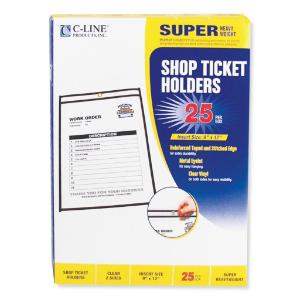 C-line shop ticket holders, 9×12, clear front and back w/black stitching, 25/box