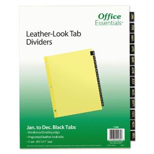 Printed leather tab index dividers