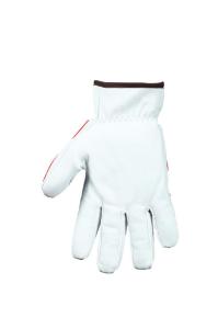 Palm side of the Ringers R668, white, goatskin leather, cut & swen, slip-on, impact glove