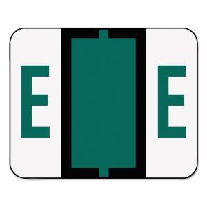 Smead A-Z color-coded bar-style end tab labels, letter e, dark green, 500/roll