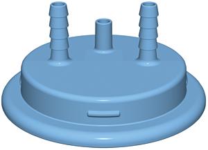 Adapter, Molded In Barbs, Versatile Cap 80, Dual ¼" HB and Vent