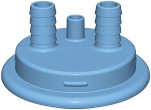 Adapter, Molded In Barbs, Versatile Cap 80, Dual ½" HB and Vent