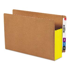 Smead file pockets w/tyvek, straight, legal, yellow/redrope, 10/box