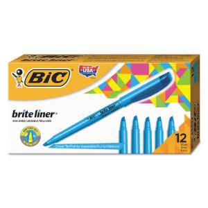 Brite liner highlighter chisel tip fluorescent blue ink 12/pack