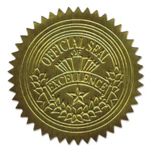 Geographics gold foil embossed official seal of excellence seals, 100/pack