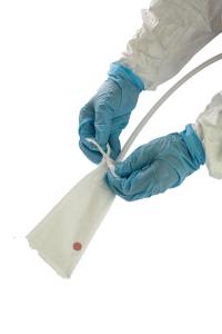 Filling needle autoclave bag with drawstring - application