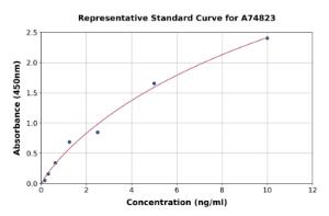 Representative standard curve for Mouse HSP90 alpha ELISA kit (A74823)