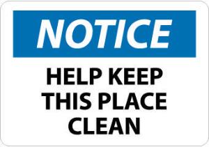 Housekeeping and Hygiene Notice Signs, National Marker