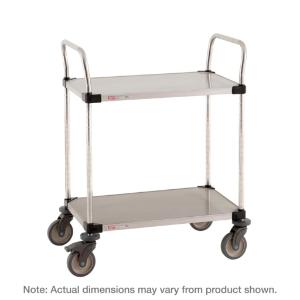 Utility cart with 2 stainless steel solid shelves