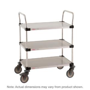 Utility Cart with 3 stainless steel solid shelves