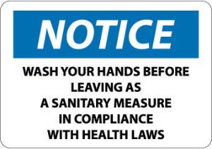 Housekeeping and Hygiene Notice Signs, National Marker