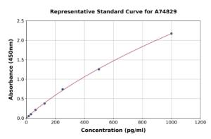 Representative standard curve for Sheep Interferon gamma ELISA kit (A74829)