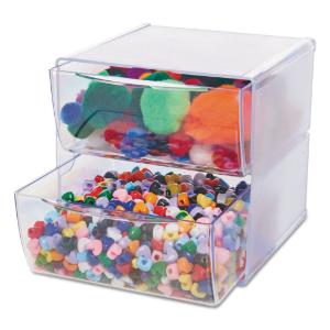 Two-drawer cube organizer, clear plastic