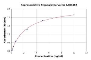 Representative standard curve for Mouse Ovalbumin Specific IgG2b ELISA kit (A303482)