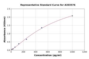 Representative standard curve for Mouse Claudin 1 ELISA kit (A303576)