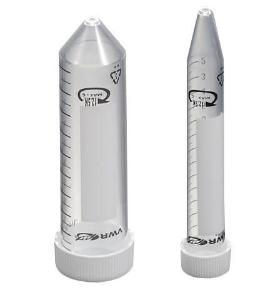 VWR® Standard Line Sterile Centrifuge Tubes with Flat Caps, Conical-Bottom, PP