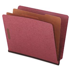 Universal® Red Pressboard End Tab Classification Folders