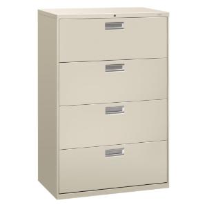 Four-drawer lateral file, light gray