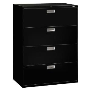 Four-drawer lateral file, black