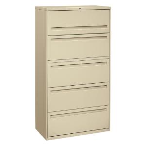 Five-drawer lateral file, putty