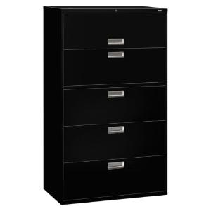 Five-drawer lateral file, black