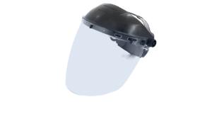 Ratchet headgear with face shield