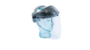 Ratchet headgear with face shield on dummy