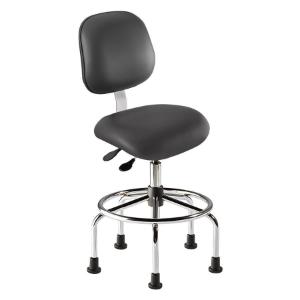Biofit Elite series ISO 6 cleanroom chair, high seat height range, with steel base, affixed footring and glides