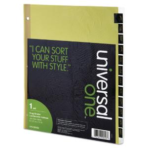 Universal® Preprinted Simulated Leather Tab Dividers with Gold Printing