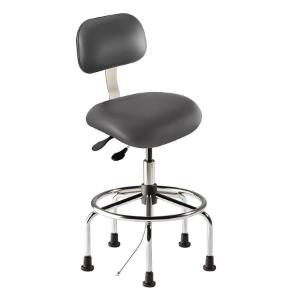 Biofit Eton series ISO 6 cleanroom static control chair, high seat height range with steel base, affixed footring and glides